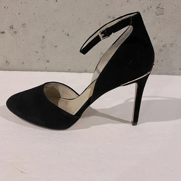 Michael Michael Kors Black Suede Georgia Ankle Strap Almond-Toe Pump - Size 9.5 - Picture 4 of 10